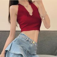 Women's Vest Tank Tops Criss Cross Backless Simple Style Simple Solid Color main image 8