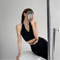 Women's Vest Tank Tops Criss Cross Backless Simple Style Simple Solid Color main image 6