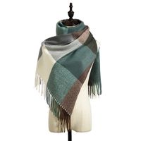 Women's Retro Color Block Imitation Cashmere Tassel Scarf sku image 3