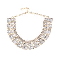 Dame Couleur Unie Alliage Incruster Strass Plaqué Or Femmes Collier main image 2