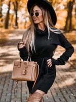 Women's Sweater Dress Fashion Turtleneck Long Sleeve Solid Color Above Knee Street main image 4