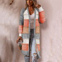 Women's Sweater Long Sleeve Sweaters & Cardigans Contrast Binding Casual Color Block main image 2