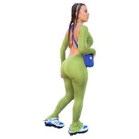 Women's Daily Street Sexy Solid Color Full Length Slit Backless Jumpsuits sku image 8