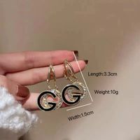 1 Pair Simple Style Letter Inlay Alloy Zircon Drop Earrings main image 7