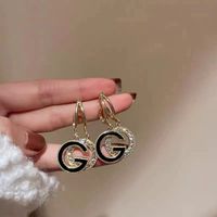 1 Pair Simple Style Letter Inlay Alloy Zircon Drop Earrings main image 5