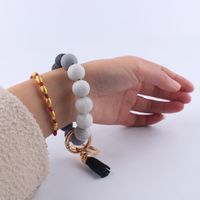 Vintage Style Color Block Silica Gel Beaded Women's Keychain main image 4