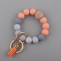 Vintage Style Color Block Silica Gel Beaded Women's Keychain sku image 2