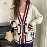 Women's Sweater Long Sleeve Sweaters & Cardigans Pocket Casual Cartoon main image 4