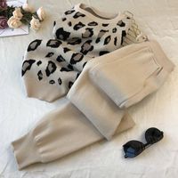 Daily Street Women's Casual Simple Style Leopard Rayon Spandex Polyester Pants Sets Pants Sets main image 5