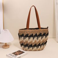 Women's Medium Polyester Color Block Vintage Style Classic Style Square Zipper Straw Bag main image 3