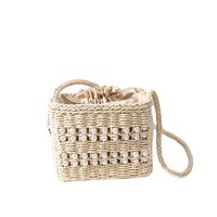 Women's Medium Straw Solid Color Vintage Style Classic Style Square String Shoulder Bag main image 4