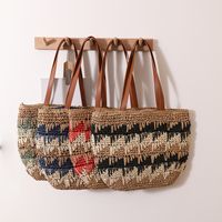 Women's Medium Polyester Color Block Vintage Style Classic Style Square Zipper Straw Bag main image 6