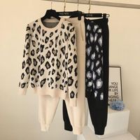 Daily Street Women's Casual Simple Style Leopard Rayon Spandex Polyester Pants Sets Pants Sets main image 1