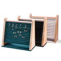 Retro Solid Color Solid Wood Flannel Jewelry Rack main image 6