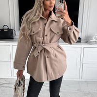 Women's Casual British Style Solid Color Single Breasted Coat Woolen Coat main image 2