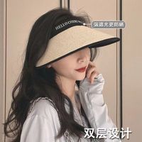 Women's Elegant Classic Style Letter Hollow Out Big Eaves Sun Hat main image 4