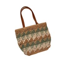 Women's Medium Polyester Color Block Vintage Style Classic Style Square Zipper Straw Bag main image 2