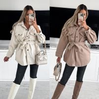 Women's Casual British Style Solid Color Single Breasted Coat Woolen Coat main image 1