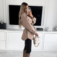 Women's Casual British Style Solid Color Single Breasted Coat Woolen Coat main image 5