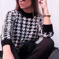 Women's Sweater Long Sleeve Sweaters & Cardigans Casual Houndstooth main image 9