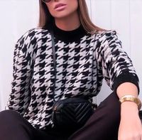 Women's Sweater Long Sleeve Sweaters & Cardigans Casual Houndstooth main image 4