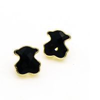 European And American Entry Lux Cute Colorful Zircon Bear Ear Studs Temperament Korean Crystal Earrings Ins Fashion And Personalized Earrings sku image 1