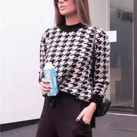Women's Sweater Long Sleeve Sweaters & Cardigans Casual Houndstooth main image 2