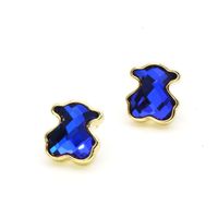 European And American Entry Lux Cute Colorful Zircon Bear Ear Studs Temperament Korean Crystal Earrings Ins Fashion And Personalized Earrings sku image 2