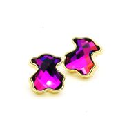 European And American Entry Lux Cute Colorful Zircon Bear Ear Studs Temperament Korean Crystal Earrings Ins Fashion And Personalized Earrings sku image 5