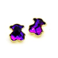European And American Entry Lux Cute Colorful Zircon Bear Ear Studs Temperament Korean Crystal Earrings Ins Fashion And Personalized Earrings sku image 3