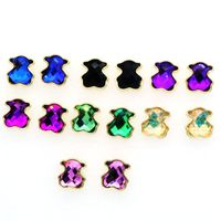 European And American Entry Lux Cute Colorful Zircon Bear Ear Studs Temperament Korean Crystal Earrings Ins Fashion And Personalized Earrings main image 6