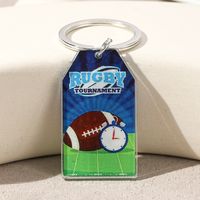 Hawaiian Ball Football Arylic Printing Plating Silver Plated Super Bowl Bag Pendant Keychain sku image 10