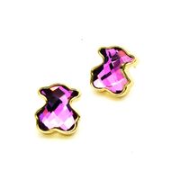 European And American Entry Lux Cute Colorful Zircon Bear Ear Studs Temperament Korean Crystal Earrings Ins Fashion And Personalized Earrings sku image 7