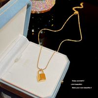 Simple Style Lock Titanium Steel Plating 18k Gold Plated Pendant Necklace main image 4