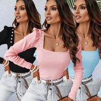 Women's T-shirt Long Sleeve T-shirts Elegant Classic Style Solid Color main image 1