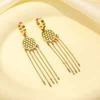 Stainless Steel Titanium Steel Classic Style Circle Tassel Smiley Face Tassel Plating Hollow Out Jewelry Set main image 4