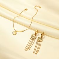 Stainless Steel Titanium Steel Classic Style Circle Tassel Smiley Face Tassel Plating Hollow Out Jewelry Set main image 1