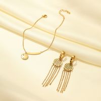 Stainless Steel Titanium Steel Classic Style Circle Tassel Smiley Face Tassel Plating Hollow Out Jewelry Set main image 9