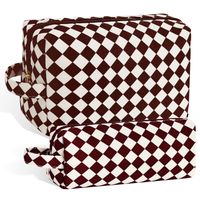 Basic Square Lingge Cotton Checkered Square Makeup Bags sku image 1
