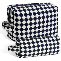 Basic Square Lingge Cotton Checkered Square Makeup Bags sku image 3