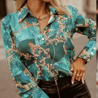 Frau Bluse Lange Ärmel Blusen Elegant Britischer Stil Abstrakt Leopard main image 5