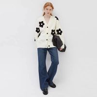 Women's Cardigan Long Sleeve Sweaters & Cardigans Button Casual Flower main image 4