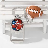 Casual Nordic Style Sports Ball Pvc Alloy Glass Printing Plating Silver Plated Super Bowl Bag Pendant Can Openers Keychain main image 8