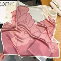 Women's Cute Sweet Color Block Polyester Printing Flowers Silk Scarf sku image 1