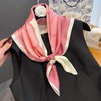 Women's Cute Sweet Color Block Polyester Printing Flowers Silk Scarf main image 3