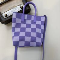 Women's Polyester Plaid Basic Streetwear Bucket Open Shoulder Bag Handbag Crossbody Bag sku image 4