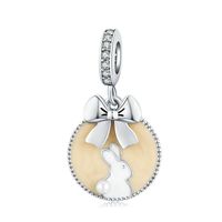Casual Rabbit Animal Cat Sterling Silver Inlay Glass Zircon Jewelry Accessories sku image 5