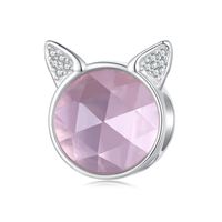 Casual Rabbit Animal Cat Sterling Silver Inlay Glass Zircon Jewelry Accessories sku image 2