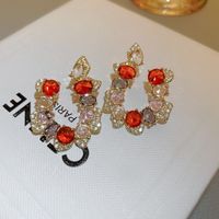 Wholesale Jewelry Classic Style Flower Alloy Gold Plated Plating Ear Studs sku image 62