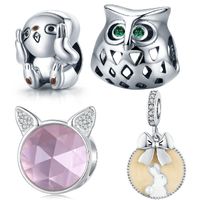 Casual Rabbit Animal Cat Sterling Silver Inlay Glass Zircon Jewelry Accessories main image 7